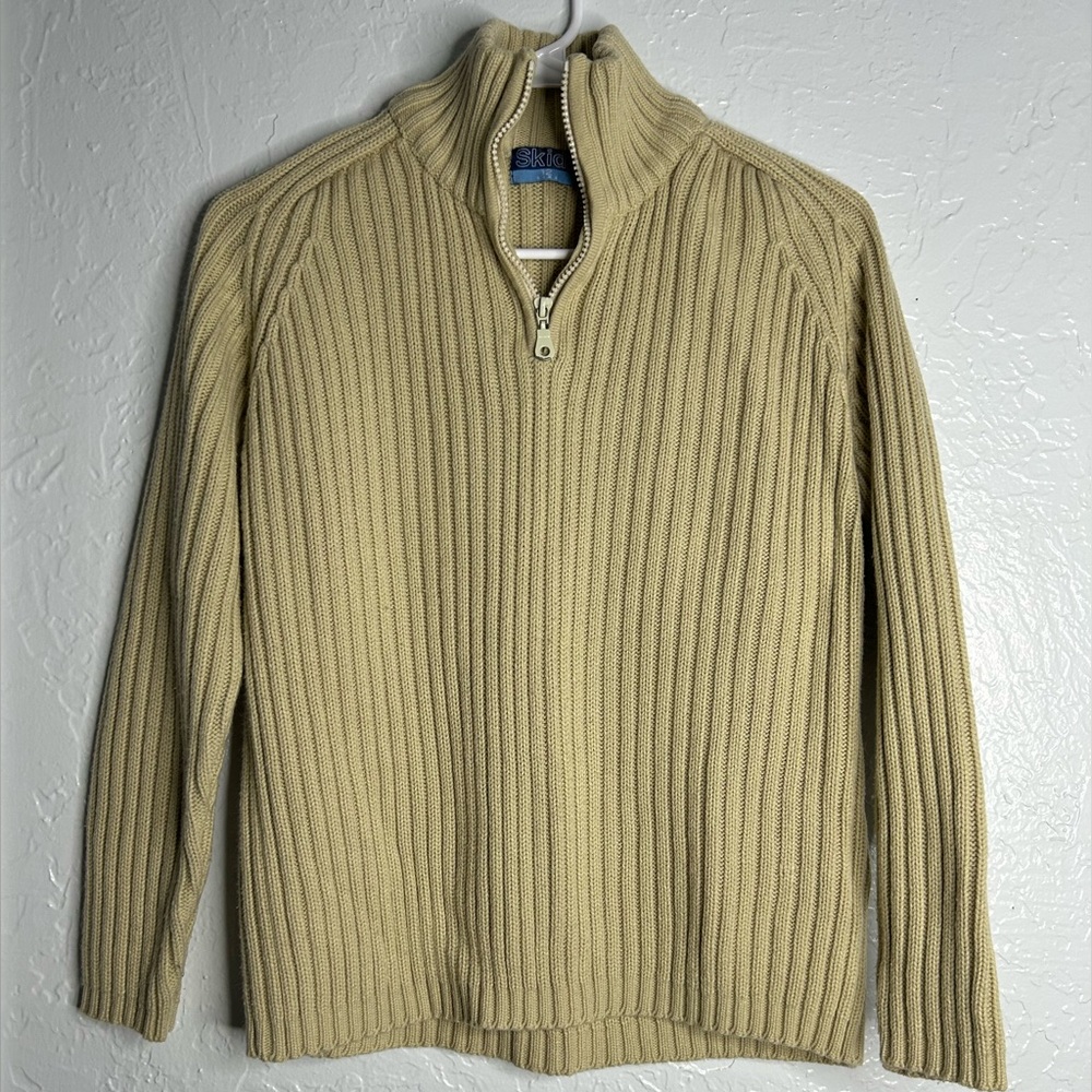 SKIDZ size 12 vintage Beige Sweater with zipper closure